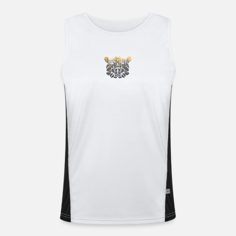 Geometric bear Mosaic with Gold Drips - Men's Functional Contrast Tank Top  - white/black