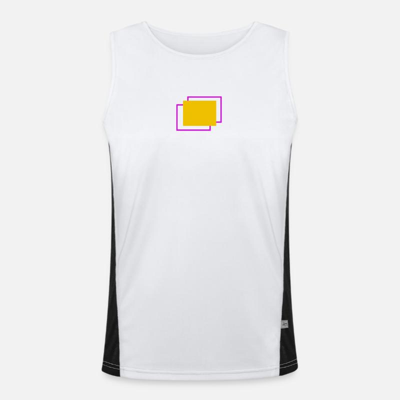 Yellow and fuchsia staggered frame Men's Functional Contrast Tank Top 