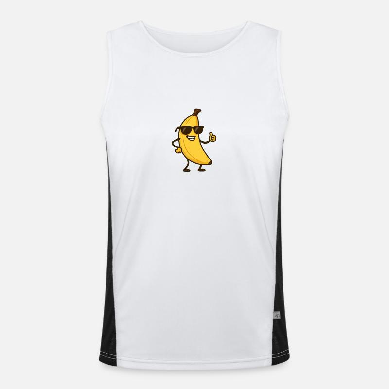 Banana Comic - Men's Functional Contrast Tank Top  - white/black
