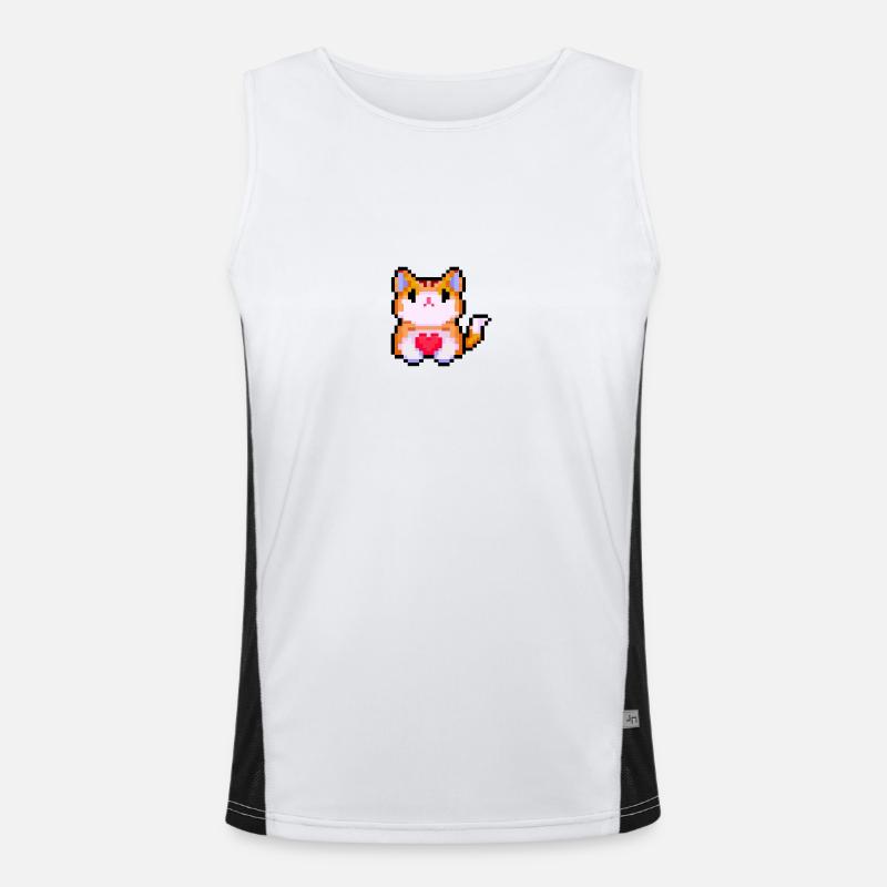 Chat Pixelart avec cœur Débardeur respirant contrasté Homme 