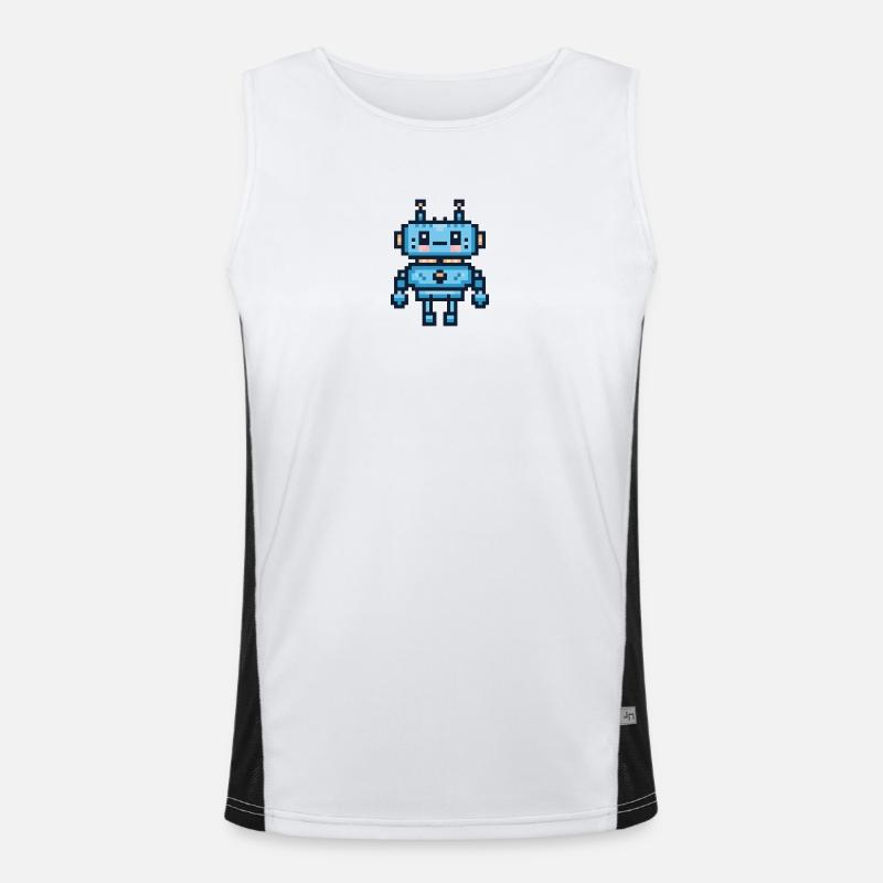 Pixel art robot Men's Functional Contrast Tank Top 