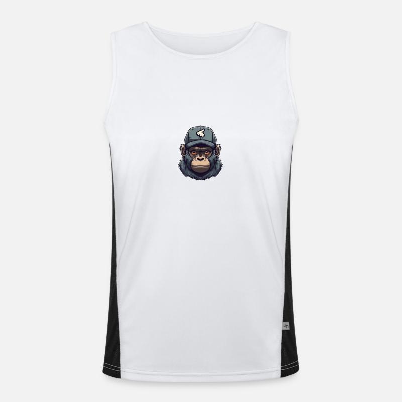 Monkey with cap - Men's Functional Contrast Tank Top  - white/black