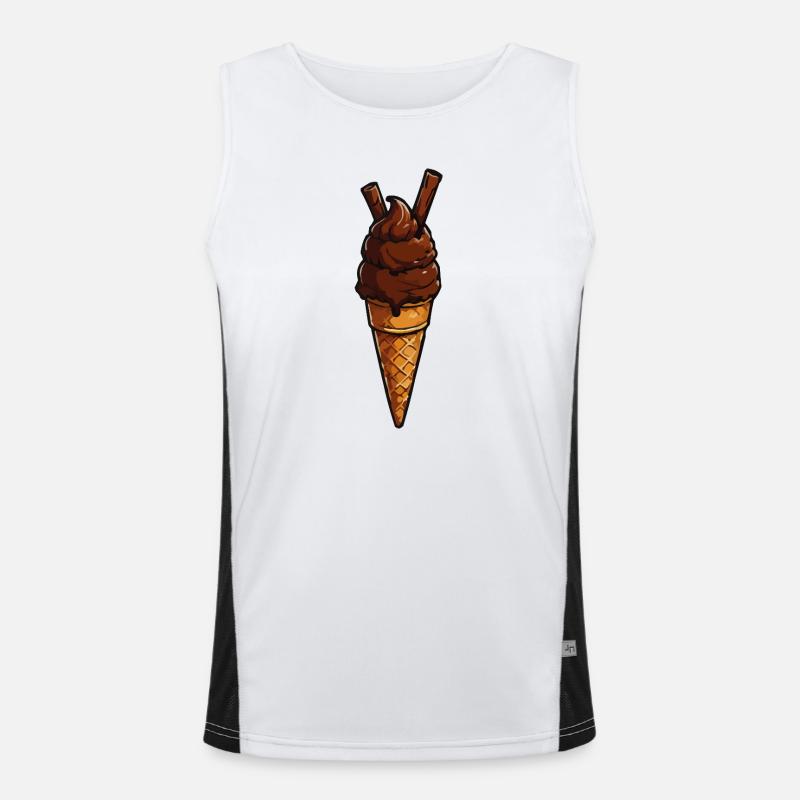 Schokoladen-Eis Cone Muster - Men's Functional Contrast Tank Top  - white/black