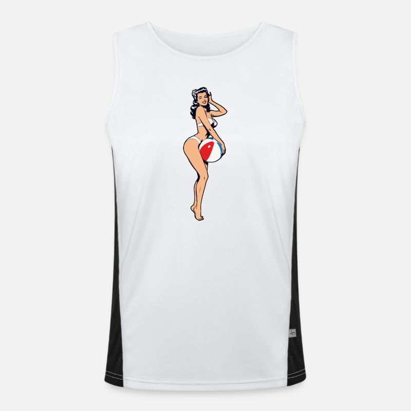Pin-up Beach Ball Print Men's Functional Contrast Tank Top 