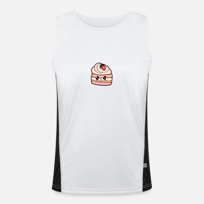 Leckeres Stück Erdbeerkuchen Funktionelles Kontrast-Tank Top für Männer 