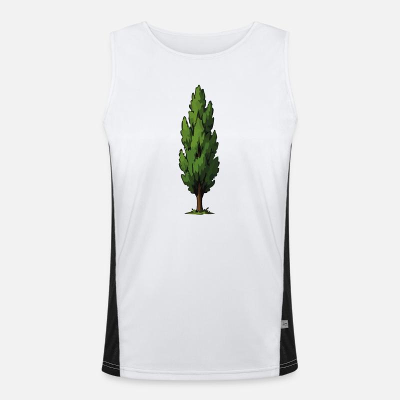 Stylized Green Tree Shape - Men's Functional Contrast Tank Top - white/black