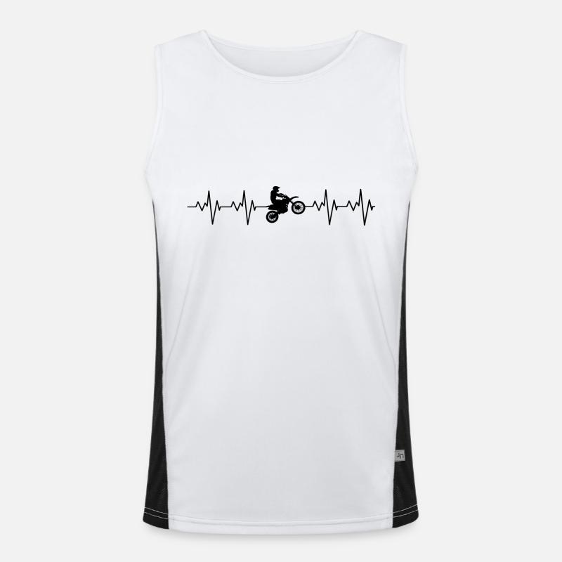 HEARTBEAT MOTOCROSS - Herzfrequenz Motorrad Design Funktionelles Kontrast-Tank Top für Männer 