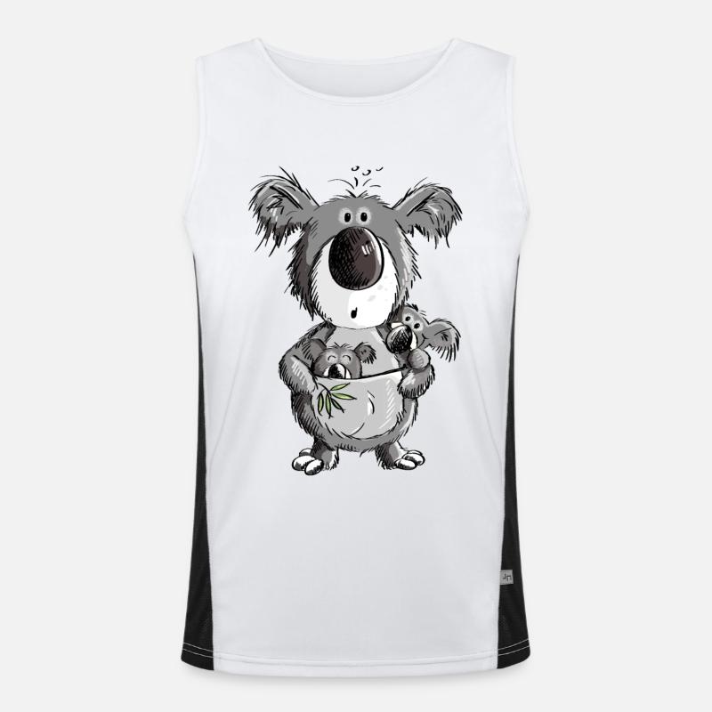Süßer Koala Bär mit Kindern Comic Funktionelles Kontrast-Tank Top für Männer 