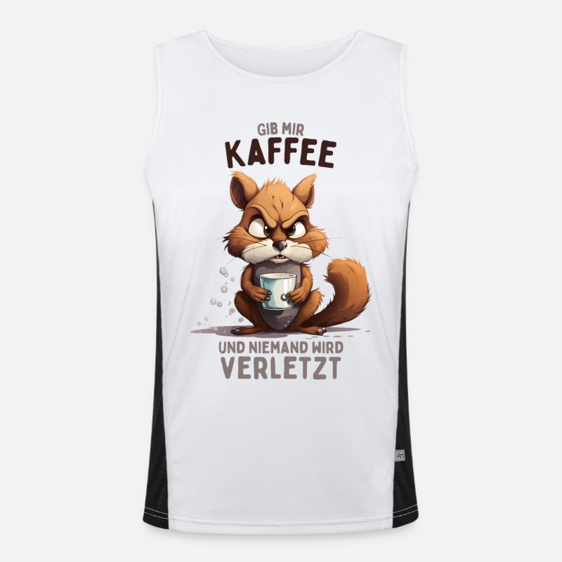 Wütendes Eichhörnchen mit Kaffee Funktionelles Kontrast-Tank Top für Männer 