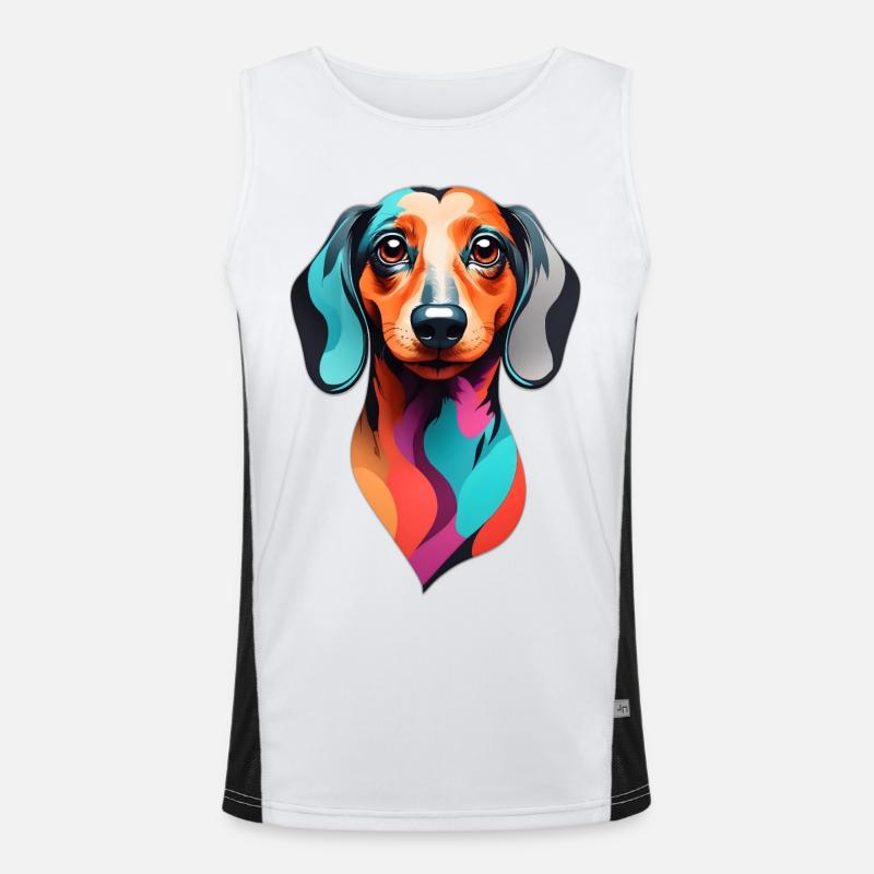 Dackel colorful Funktionelles Kontrast-Tank Top für Männer 