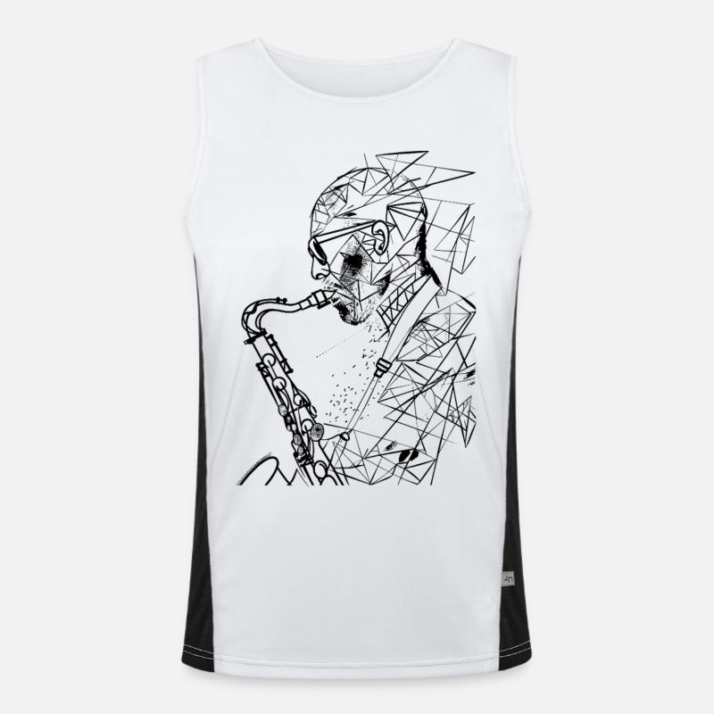Saxophonist Drawing Men's Functional Contrast Tank Top 