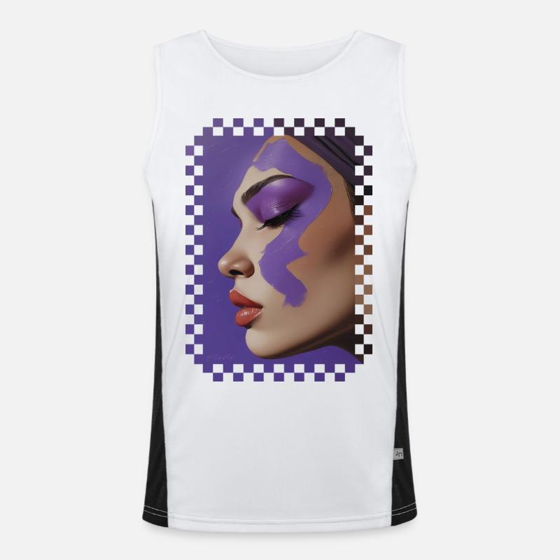 Reflets de Violette – huile sur toile Débardeur respirant contrasté Homme 