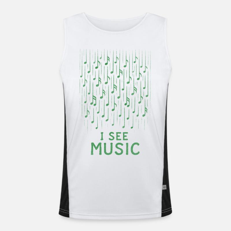I See Music: Abstract Rain of Notes Men's Functional Contrast Tank Top 