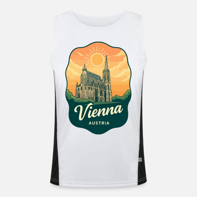 Vienna St Stephens Cathedral Austria Retro Badge Men's Functional Contrast Tank Top 