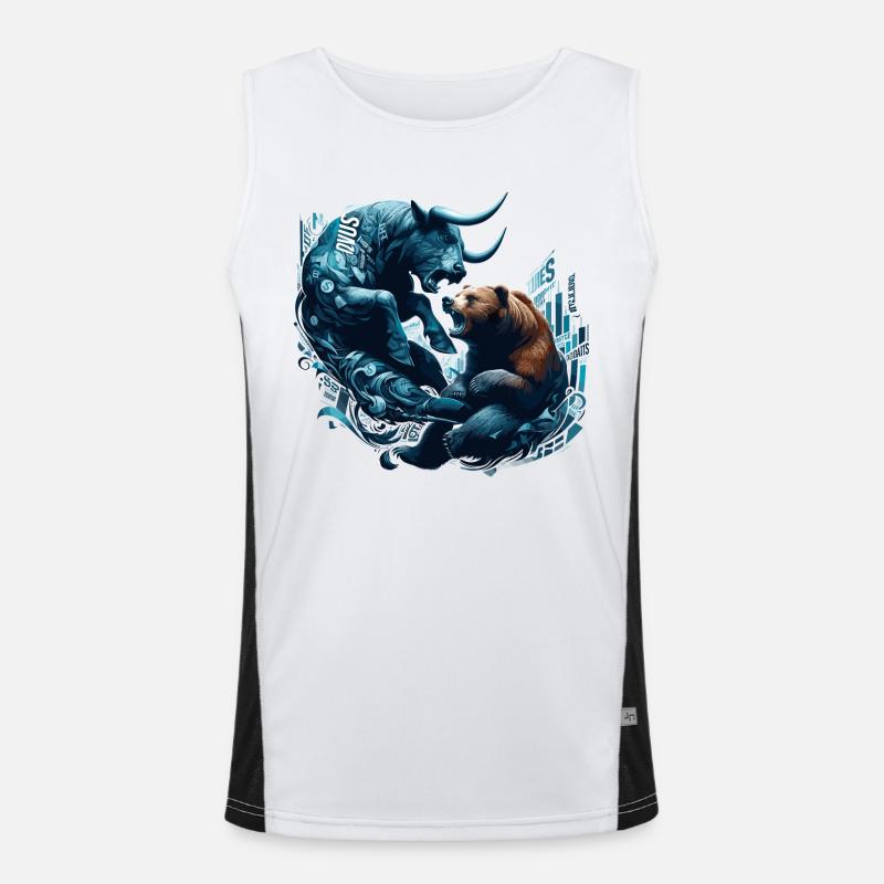 Finance Taurus Bear Fight Wall Street Gift Men's Functional Contrast Tank Top 