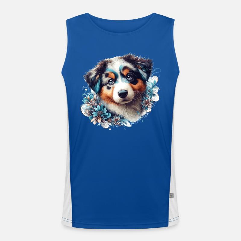 Australian Shepherd Welpe süß Hund Geschenk Funktionelles Kontrast-Tank Top für Männer 