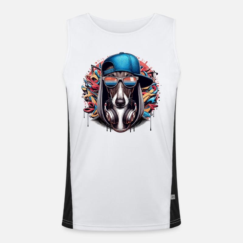 Windhund Gangsta Hund Graffiti Geschenk Funktionelles Kontrast-Tank Top für Männer 