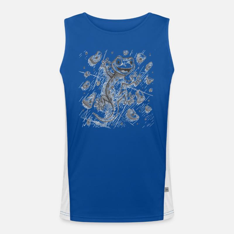 Bouldering Gecko Lizard Climbing Drawing Gift Men's Functional Contrast Tank Top 