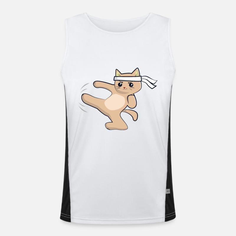 Karate Katze / Kampfkunst Funktionelles Kontrast-Tank Top für Männer 