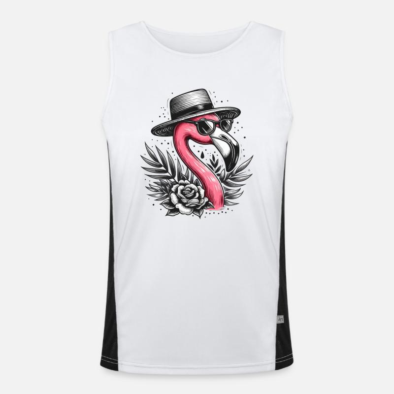 FLAMINGO RETRO HUT BRILLE ROSE PFLANZE JUNGE MANN Funktionelles Kontrast-Tank Top für Männer 
