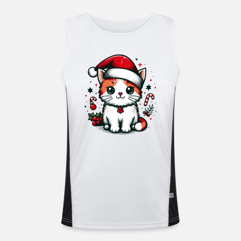CHAT CHAT ANIMAL DE COMPAGNIE CADEAU NOËL VERT Débardeur respirant contrasté Homme 