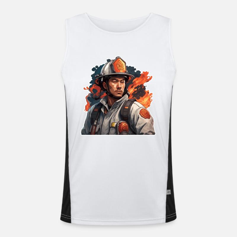 Firefighter / Fire / Fire / Extinguish / Hero - Men's Functional Contrast Tank Top  - white/black