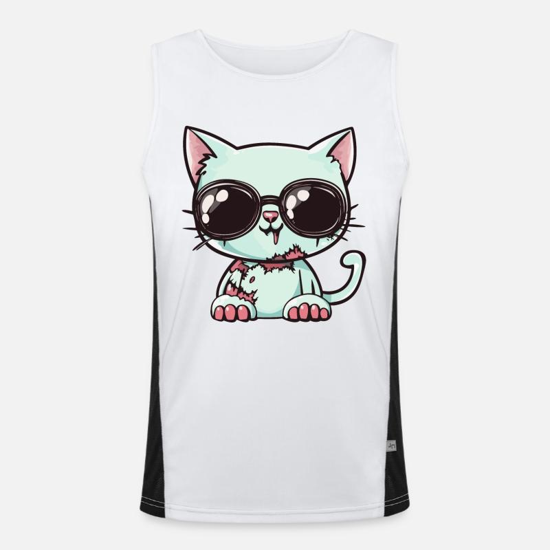Cat Halloween Cool Men's Functional Contrast Tank Top 