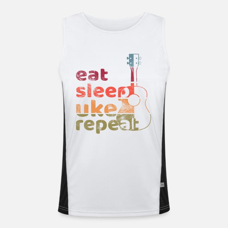 eat sleep uke repeat! vintage dunkel Funktionelles Kontrast-Tank Top für Männer 