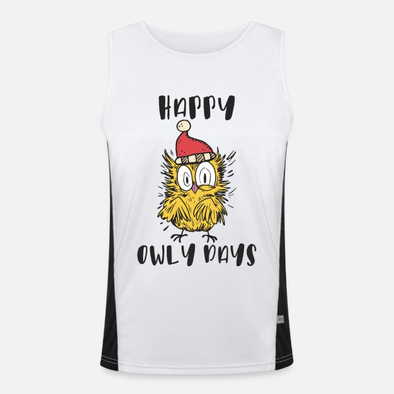 Lustige Nikolaus Eule, Happy Owly days Funktionelles Kontrast-Tank Top für Männer 