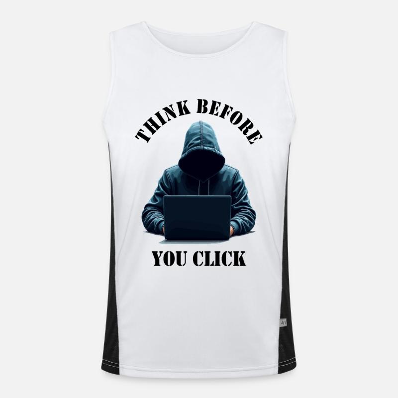 Think Before You Click - Cybersecurity Awareness Men's Functional Contrast Tank Top 