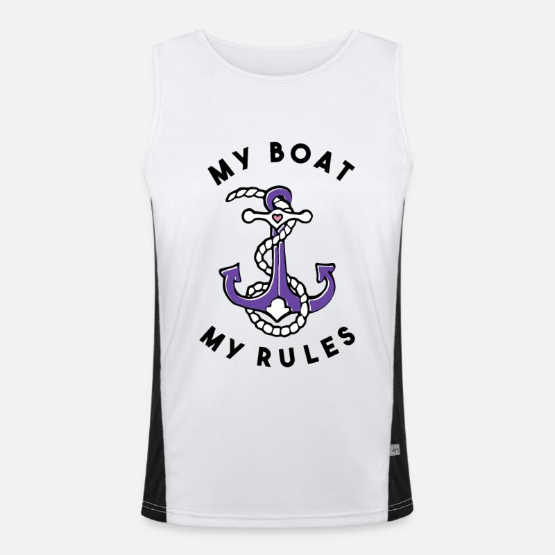 Mon bateau Mes règles Ancre et cordage Débardeur respirant contrasté Homme 