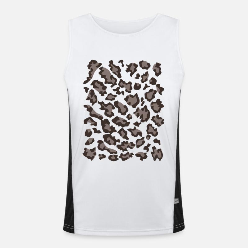 Snow leopard pattern dark - Men's Functional Contrast Tank Top  - white/black