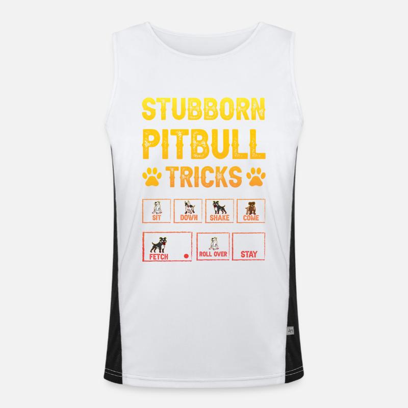 Stubborn pitbull tricks Men's Functional Contrast Tank Top 