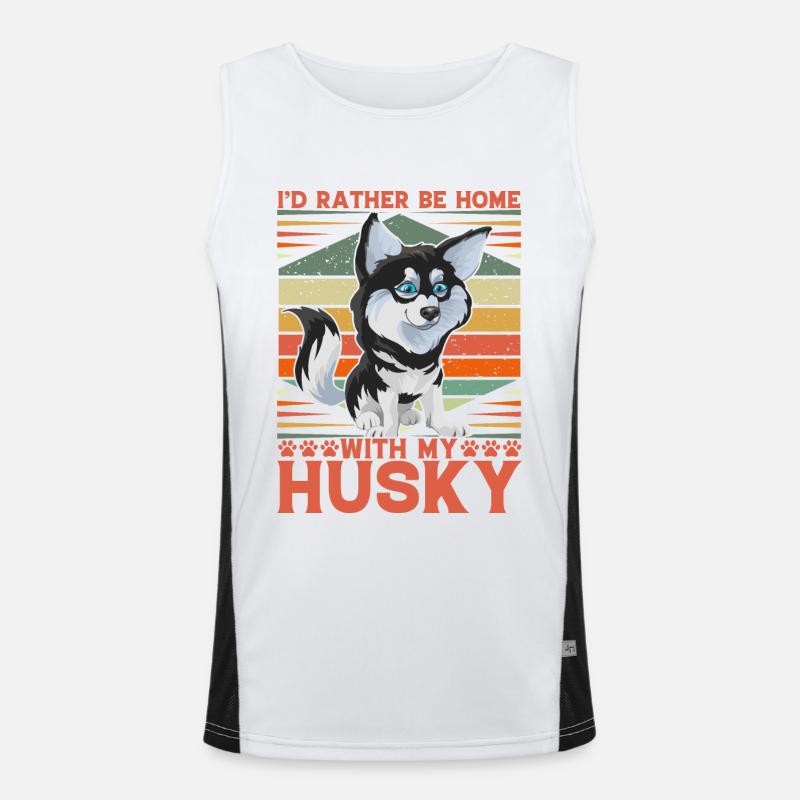 I'd rather be home with my Husky Men's Functional Contrast Tank Top 