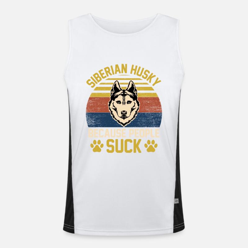 Siberian Husky because people suck Men's Functional Contrast Tank Top 