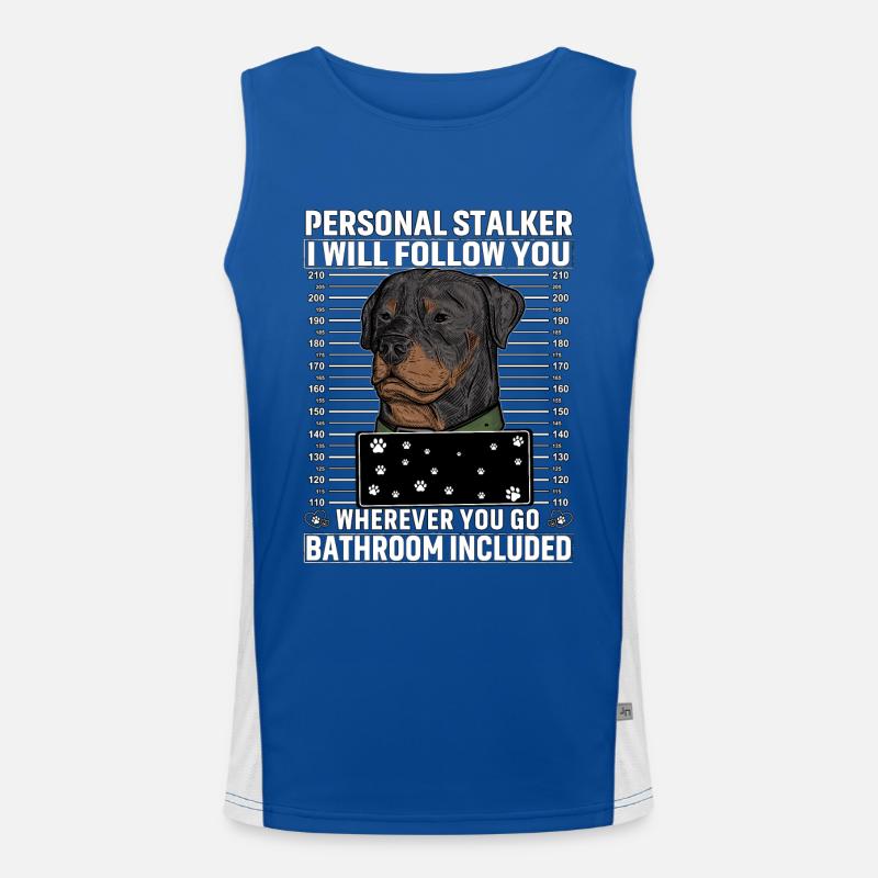 Rottweiler Stalker drôle de dicton Débardeur respirant contrasté Homme 