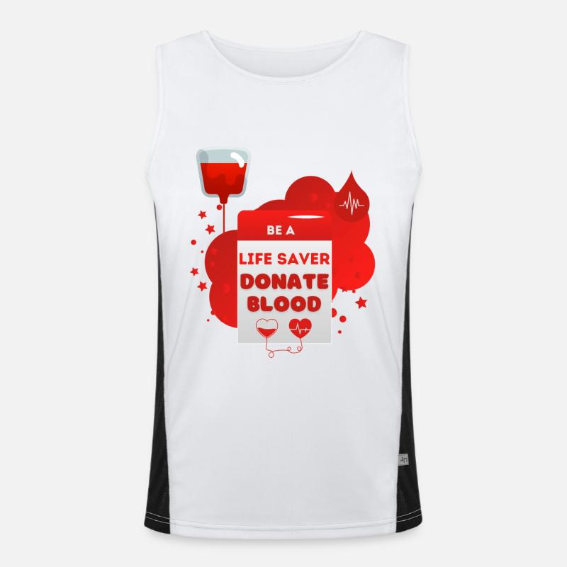 Blutspende Sei ein Lebensretter Blut spenden Funktionelles Kontrast-Tank Top für Männer 