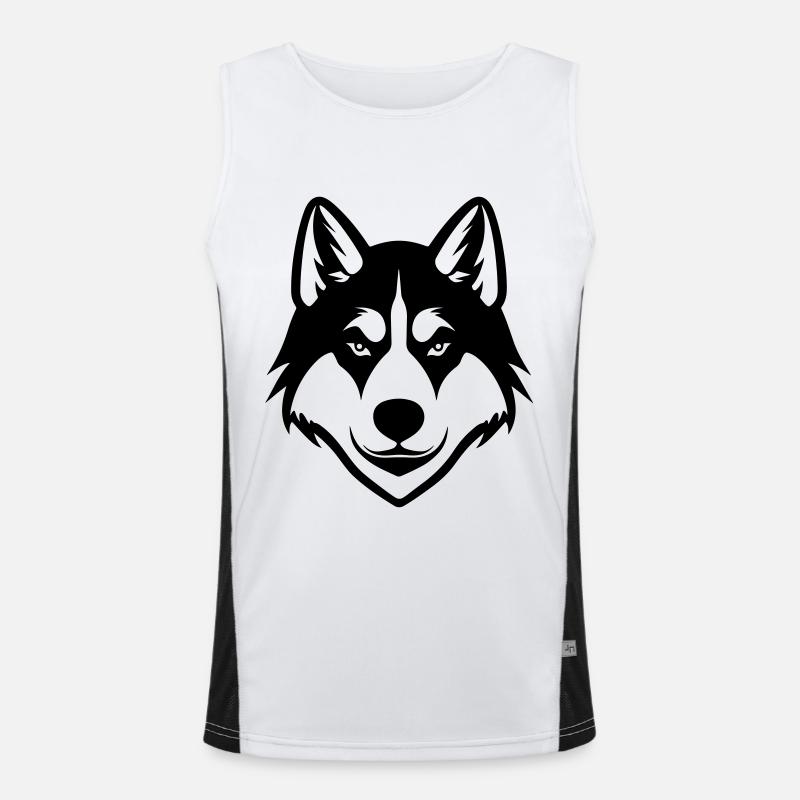 Husky Dog Head Men's Functional Contrast Tank Top 