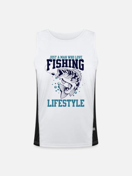 T-shirt Fishing At Sea Fisherman Personalized Humor - Men's Functional Contrast Tank Top  - white/black - Front