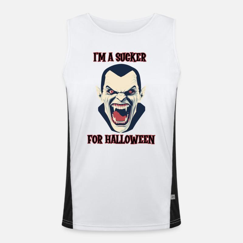 fanged vampire, sucker for Halloween Men's Functional Contrast Tank Top 