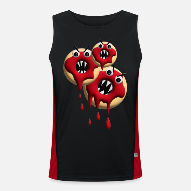 Drei Halloween Donuts sehr bissig. Funktionelles Kontrast-Tank Top für Männer 