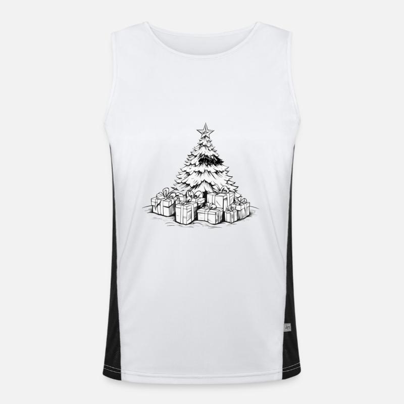 Weihnachtsbaum mit Stern und Geschenken 2023 Funktionelles Kontrast-Tank Top für Männer 