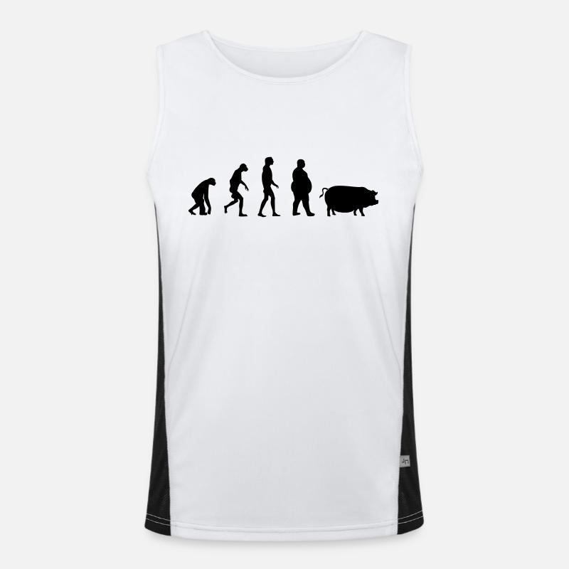 Evolution from ape to man to pig Men's Functional Contrast Tank Top 