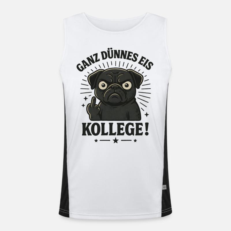 Pug middle finger Men's Functional Contrast Tank Top 