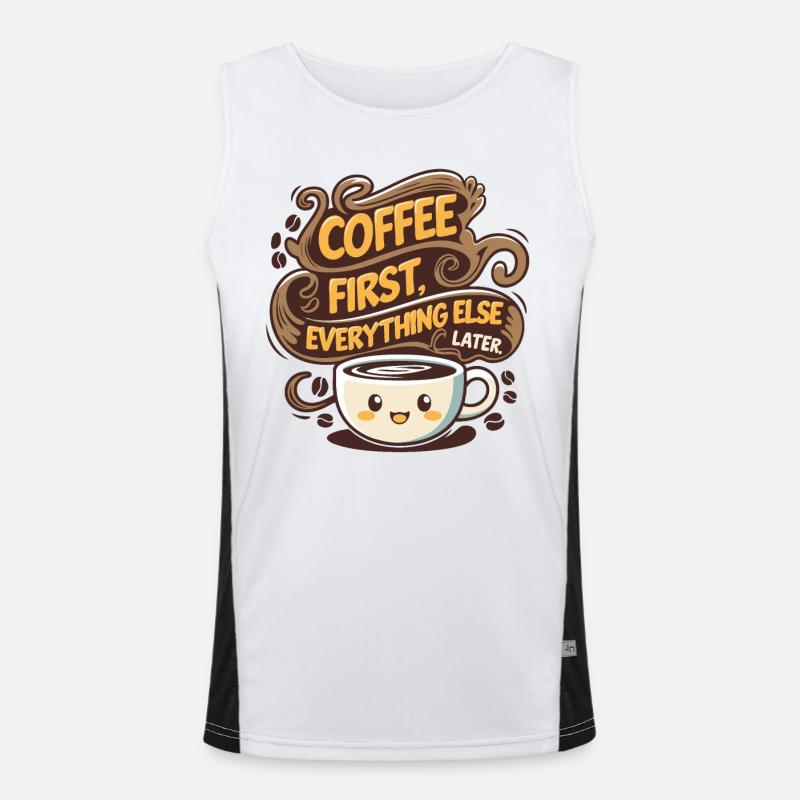 First coffee, then everything else Funktionelles Kontrast-Tank Top für Männer 
