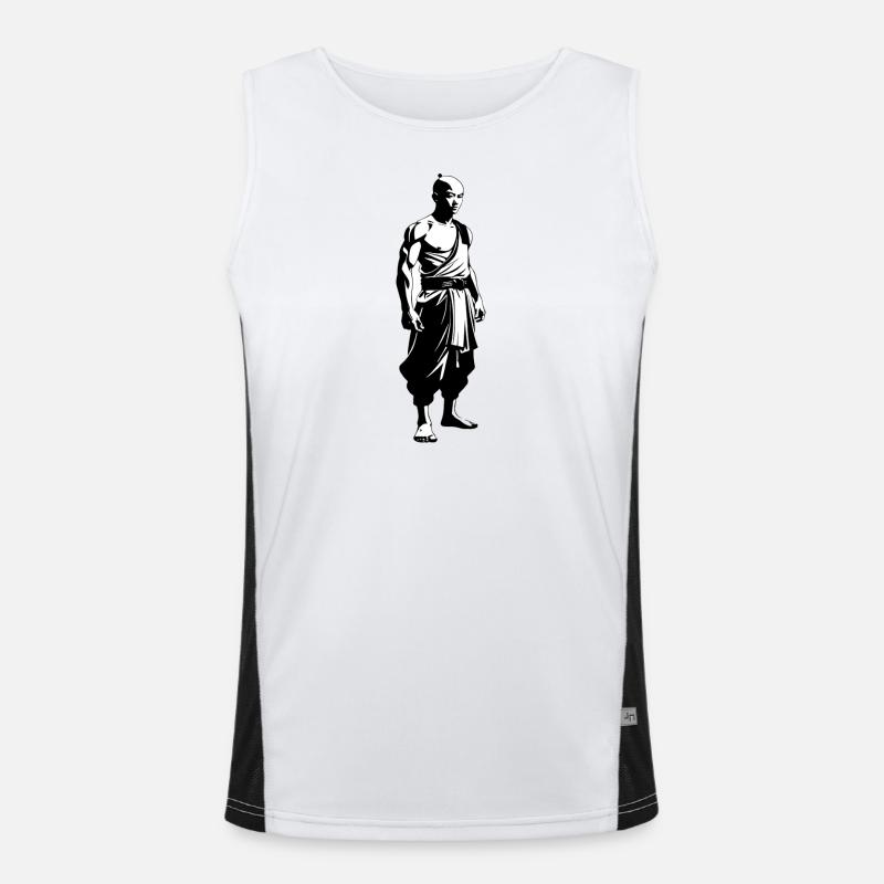 Shaolin Monk - Martial Arts Sticker - Men's Functional Contrast Tank Top  - white/black