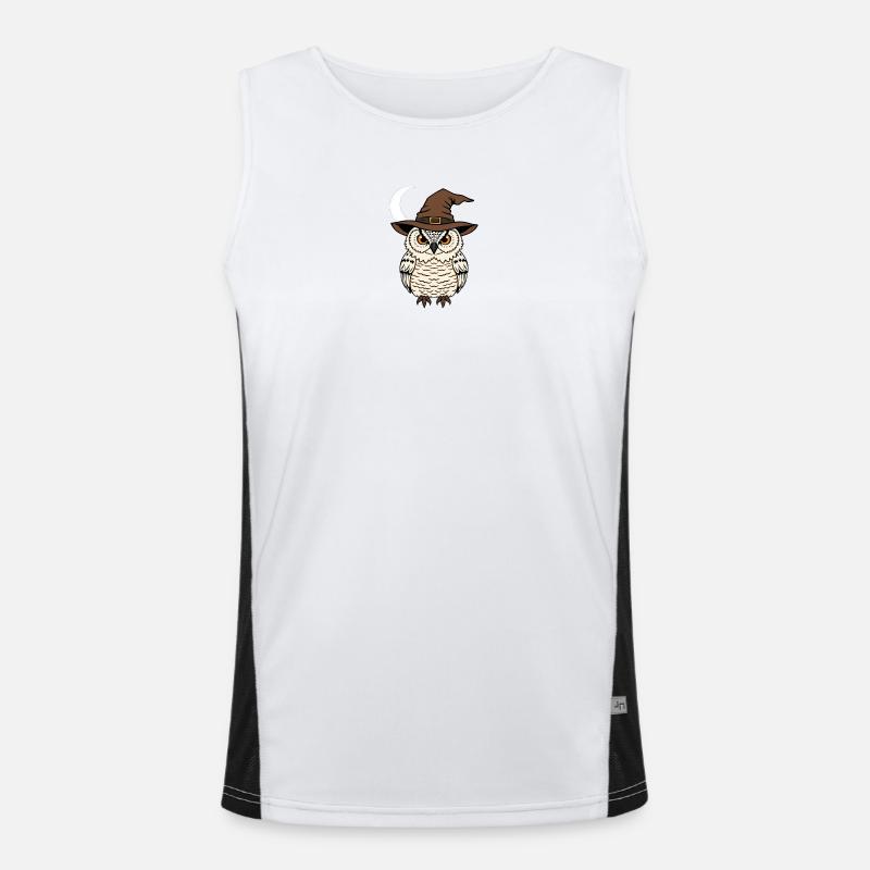 Zauberer Eule mit Hut - Funktionelles Kontrast-Tank Top für Männer  - Weiß/Schwarz
