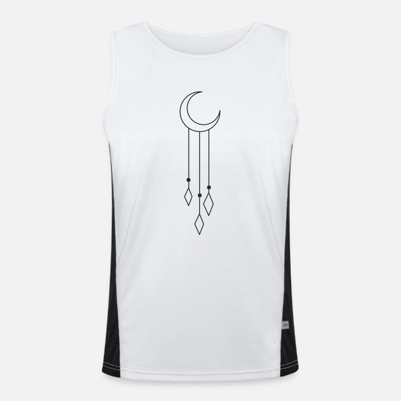 BOHO crescent moon with dangles Men's Functional Contrast Tank Top 