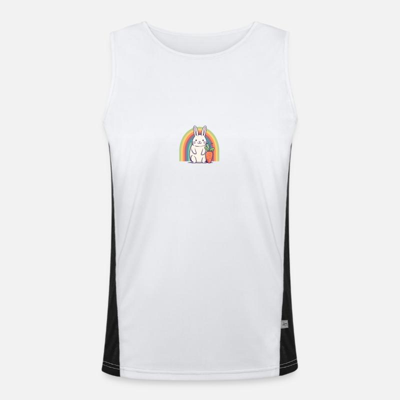 Rainbow Rabbit - Men's Functional Contrast Tank Top  - white/black