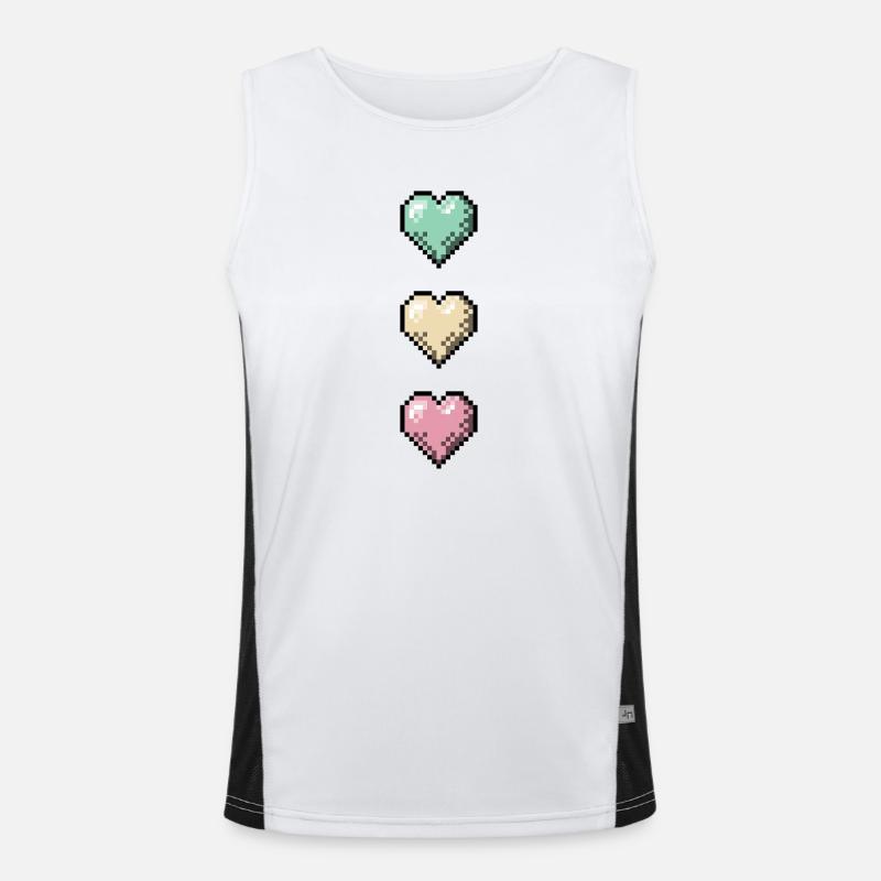 Retro Pixel Art Hearts Stack - Men's Functional Contrast Tank Top  - white/black